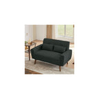Loveseat Sofa Couch with Two Throw Pillows, Mid Century Modern 2 Seat Love Seat Couches for Living Room, Linen Fabric, 48" (Black)