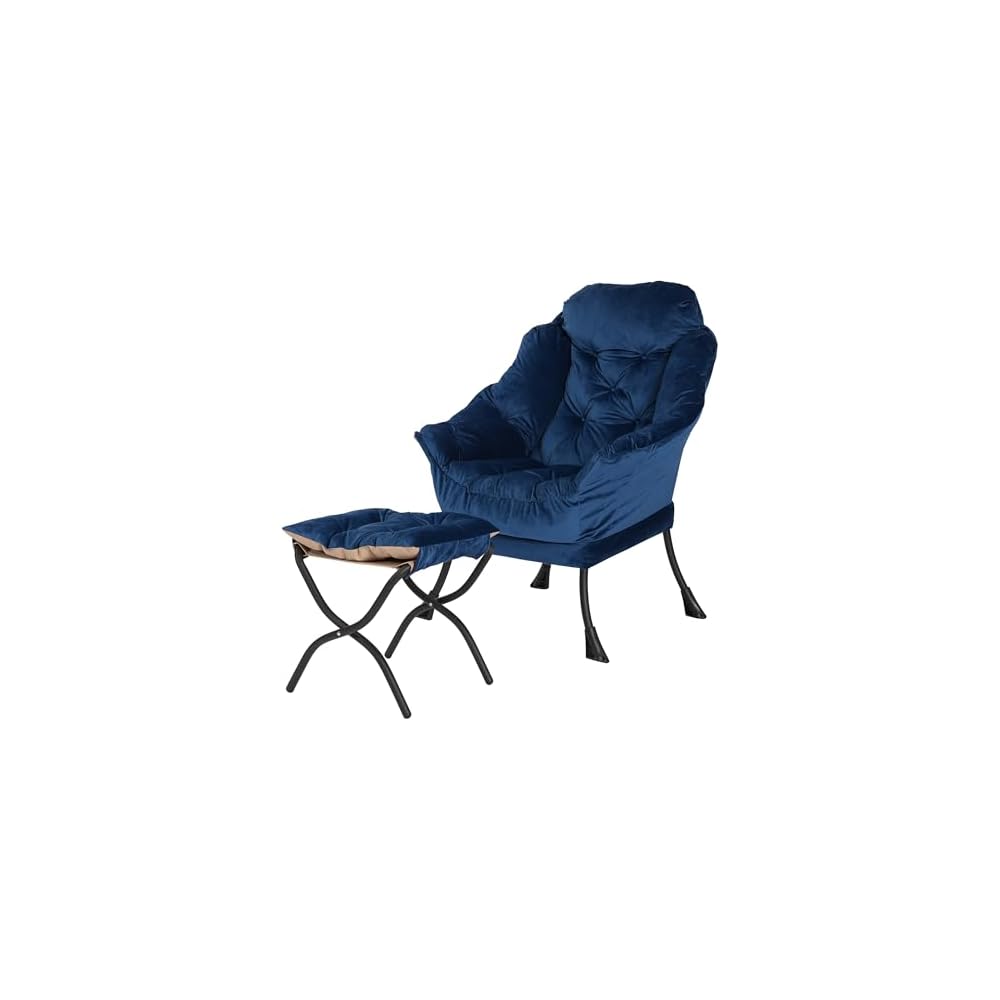 Kokel Lazy Chair with Folding Ottoman,Living Room Chairs, Accent Contemporary Lounge Chair, Single Steel Frame Leisure Sofa Chair with Armrests and A Side Pocket (TM31RED)
