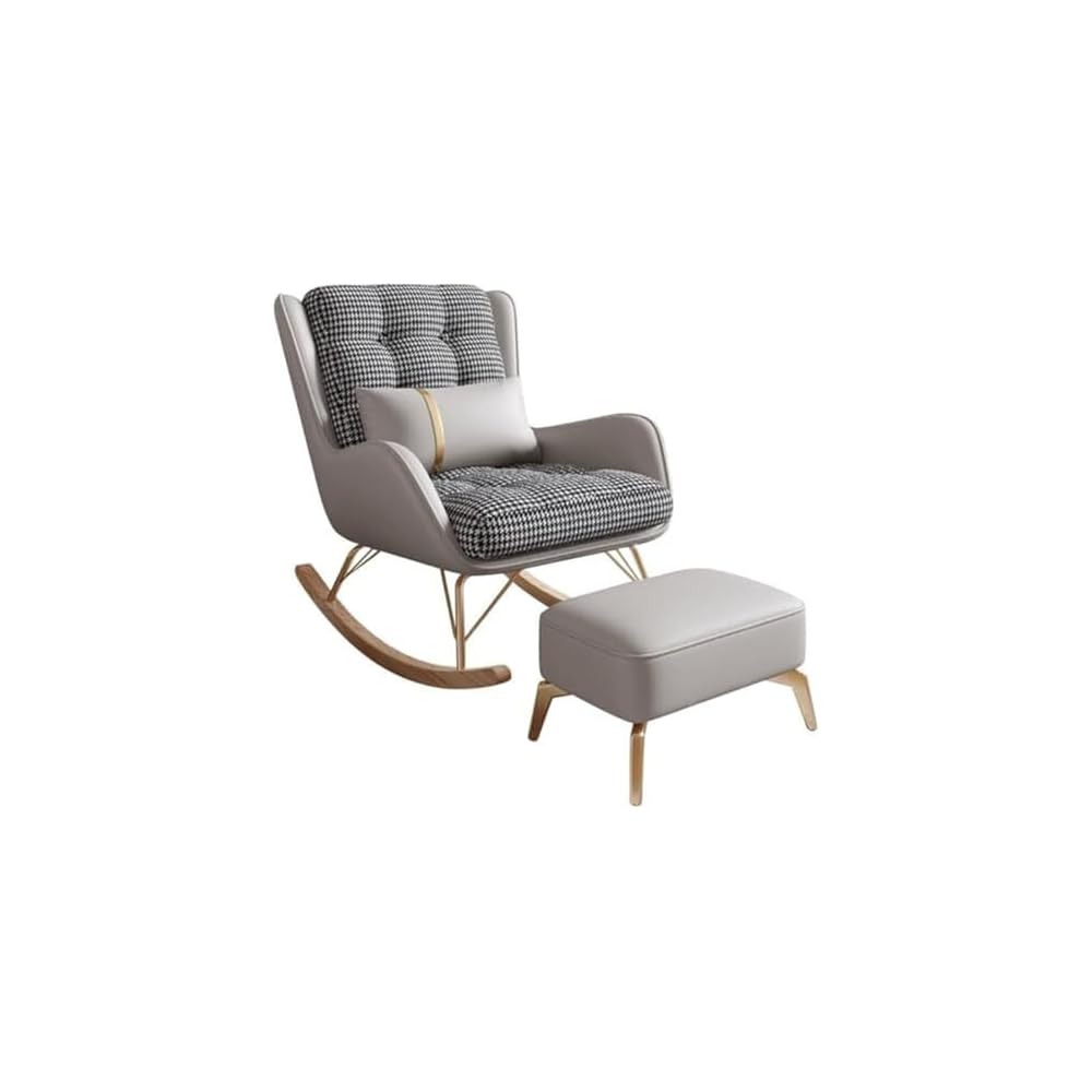 Living Room Rocking Chair,Modern Soft Sleeper Armchair,Rocking Chair with Foot Stool,Bedroom Living Room Reading Chair(Beige)