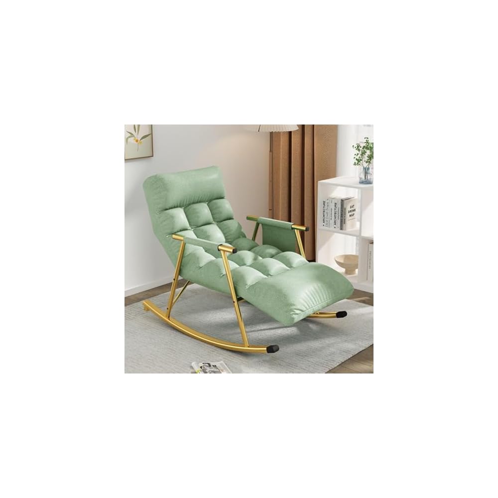 Indoor Rocking Chair Adult Recliner Modern Accent Chair Living Room Chairs Armchair Back Adjustable,Metal Frame Leisure Sofa Rocking Chair(Yellow)