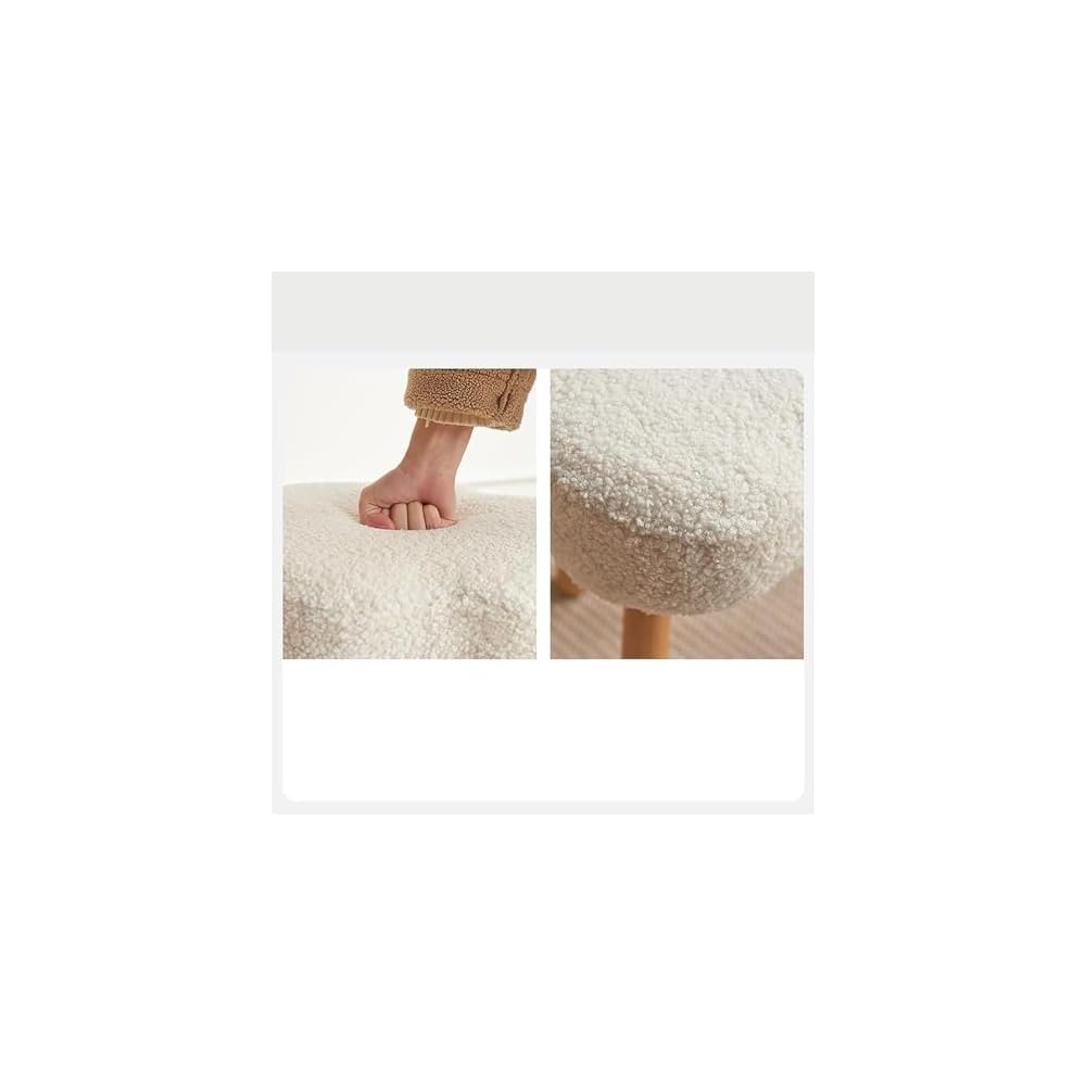 Faux Fur Accent Chair Modern Lounge Tub Chair with Wood Legs - Comfy Fluffy Armchair and Footstool for Bedroom, Living Room Reading