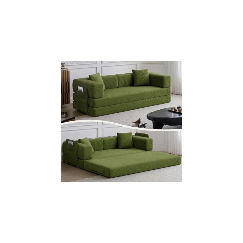 79.5" Convertible Futon Sofa Bed, Boneless Couch for Living Room