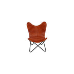 Padded Chair, Living Room Leather Chair, Brown Leather Butterfly Chair, Vintage Padded Chair