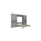 SOFTSEA Queen Murphy Bed with Dual Sliding Cabinets, Gray