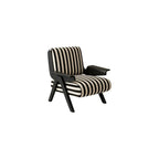 Mid-Century Arm Sofa Chair Striped Accent Chairs Inclined Ergonomic Reading Chair Wood French Wingback Chairs Removable Upholstered Backrestchair for Living Room Bedroom Balcony Study Hotel Cafe
