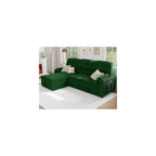 86" Sleeper Sofa Bed, Pull Out Couch Bed with Reversible Storage Chaise, Sectional Couches for Living Room with Side Pocket | Charging Station | Removable Backrest | Prime Linen, Green