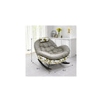 Leather Rocking Recliner Chair, Gray, Tufted Lounge Chair for Living Room