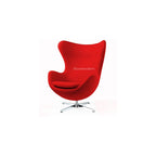 Arne Jacobsen Egg Chair, Available in Leatherette or Cashmere, Heavy Duty Steel Base (4-Spoke), 5 Color Options: White, Black, Red, Green, Orange and Rose Pink (Red (Cashmere))