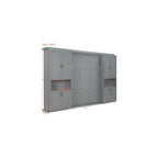SOFTSEA Queen Murphy Bed with Dual Sliding Cabinets, Gray