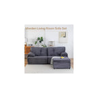 Keydo 90" Oversize Loveseat Sofa with Storage Ottoman, Love Seat Couch with Coffee Table, L Shaped Couch Sofa for Living Room, Deep and Wide Seat, Gray