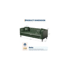 81" PU Leather Couch, Chesterfield 3 Seater Sofa, Vintage Green