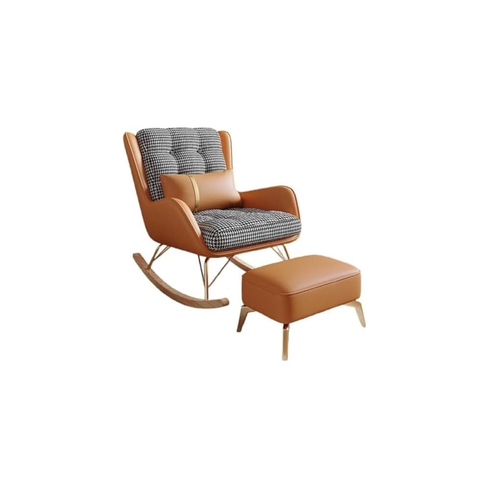 Living Room Rocking Chair,Modern Soft Sleeper Armchair,Rocking Chair with Foot Stool,Bedroom Living Room Reading Chair(Beige)