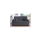 Lilola Home Cody II 70-inch Dark Gray Linen Convertible Sleeper Loveseat with Drop-Down Console, Cup Holders, USB & USB-C Charging Ports, Pocket Coil Seating — Multi-Functional Sofa Bed