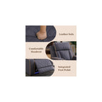 2 Pieces Power Recliner Sofa Set with LED, Leather Power Reclining Couch Sets includes 3 Seats Sofa and Loveseat with Cup Holders, USB Port, Living Room Furniture Sets for HomeTheater, Blue Gray