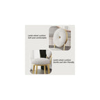 Vanity Chair for Makeup Room - Lambswool Vanity Stool Midcentury Modern Accent Chair with Backrest Velvet Chair with Gold Legs - for Living Room Bedroom (Color : White)
