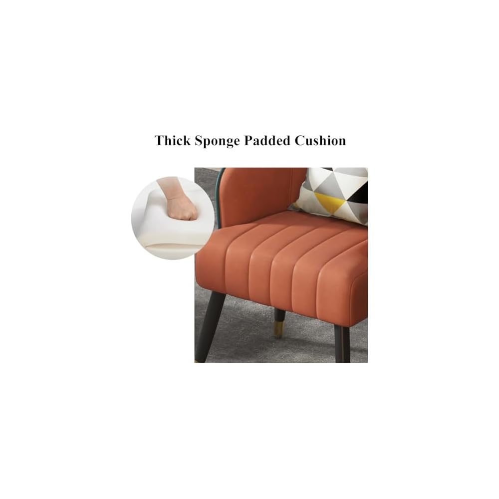 Modern Backrest Chairs Upholstered Guest Chair with Pillows,Mid Century Arm Chair for Living Room Office Hotel Lobby,Single Sofa Chair Side Accent Chair(Light Grey,Black Legs)