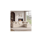 Apicizon 101" Boneless Cloud Sectional Couch for Living Room, Sectional L Shaped Sofa Couch with Ottoman, Modular Sleeper Sofa for Apartment，No Assembly, White