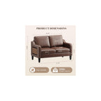 MALOL 51" Leather Loveseat Sofa with Foldable Side Table, Chocolate Brown