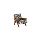 Mid-Century Arm Sofa Chair Striped Accent Chairs Inclined Ergonomic Reading Chair Wood French Wingback Chairs Removable Upholstered Backrestchair for Living Room Bedroom Balcony Study Hotel Cafe