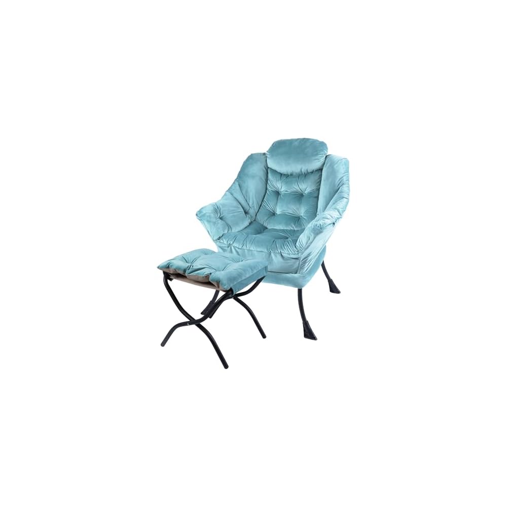 Kokel Lazy Chair with Folding Ottoman,Living Room Chairs, Accent Contemporary Lounge Chair, Single Steel Frame Leisure Sofa Chair with Armrests and A Side Pocket (TM31RED)