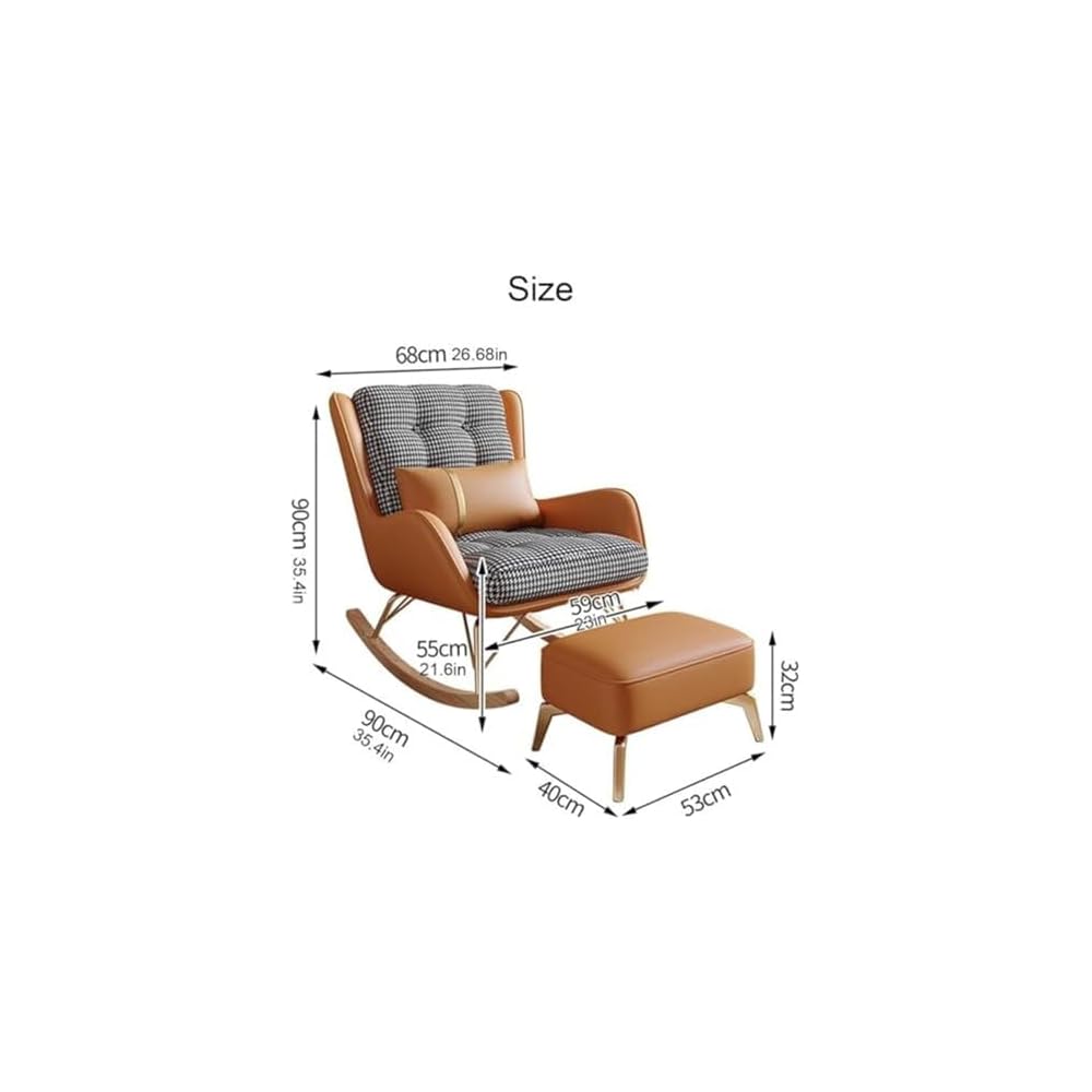 Living Room Rocking Chair,Modern Soft Sleeper Armchair,Rocking Chair with Foot Stool,Bedroom Living Room Reading Chair(Beige)