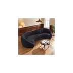 Modern Curved Sectional Sofa,125'' Minimalist Curve loveseat,Boucle Fabric Chaise Sofa,Aesthetic C-Shape Couch for Living Room (Black)