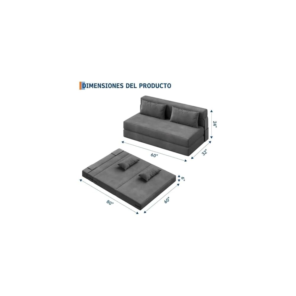 Foldable Sofa Bed, Convertible Chair Bed Sleeper with Fine Corduroy Upholstery, Folding Futon Chair, Fold Out Sleeper Chair, Comfortable Guest Bed for Living Room, Bedroom, Apartment & Small Spaces