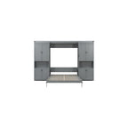 SOFTSEA Queen Murphy Bed with Dual Sliding Cabinets, Gray