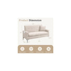 57'' Loveseat Sofa with Storage, Small Love Seats Couches for Bedroom, Living Room, Office, Dorm, 2 Seater Couch with Metal Support Legs and Side Pocket, Tool-Free Assembly (Beige)