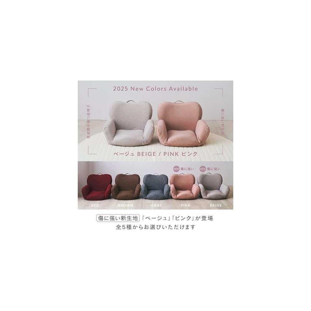 Doshisha DZSR-PI Compact Seat Chair, Keeps Your Pelvic Standing Posture, Prevents Lower Back Pain, 14 Levels of Reclining, Fall Prevention Stopper, Armrest, Easy to Carry, Small, Cute, Stylish, Cute