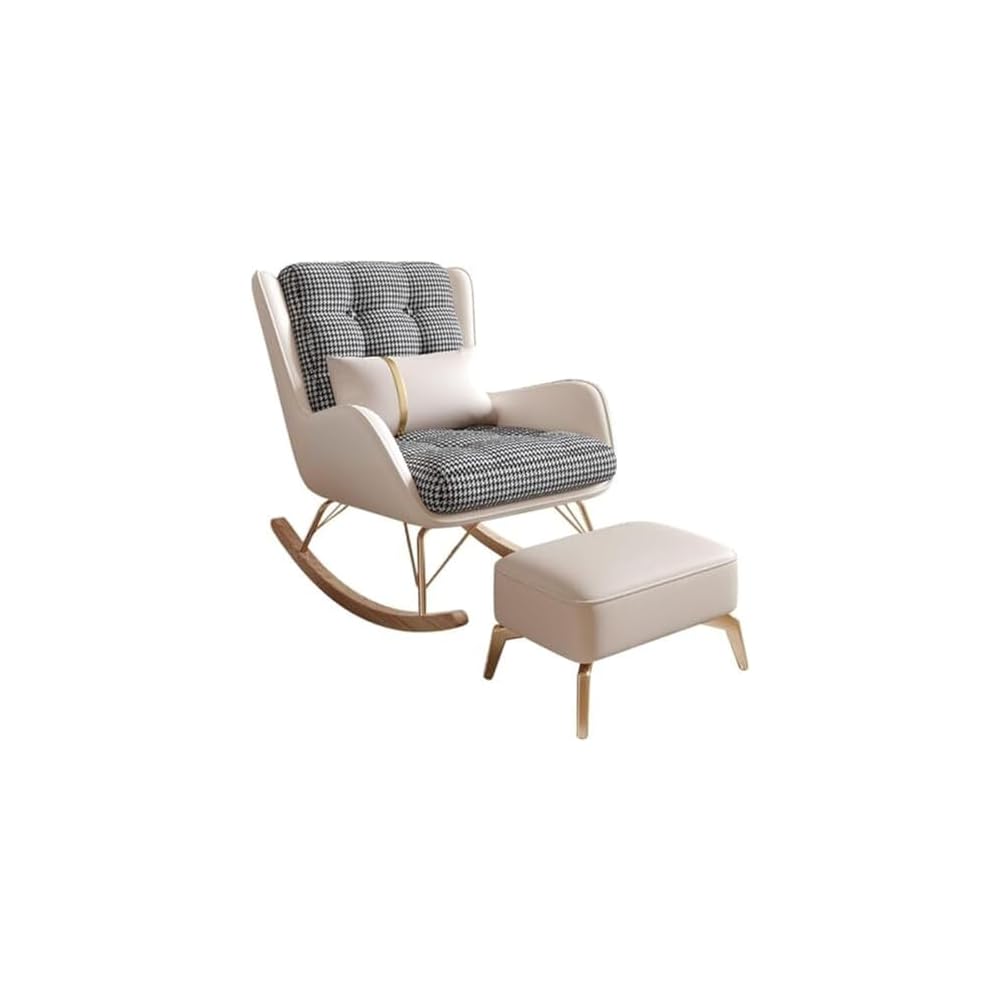 Living Room Rocking Chair,Modern Soft Sleeper Armchair,Rocking Chair with Foot Stool,Bedroom Living Room Reading Chair(Beige)