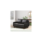 INSTORY Leather Loveseat Modern Sofa Comfy Couch with Wooden Legs for Living Room,Office - Dark Grey