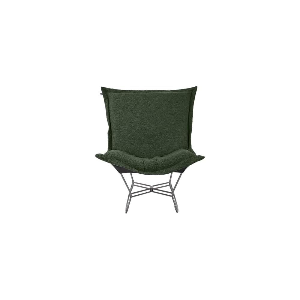 Howard Elliott Collection Scroll Puff Rocker Titanium- Barbet Forest/Black