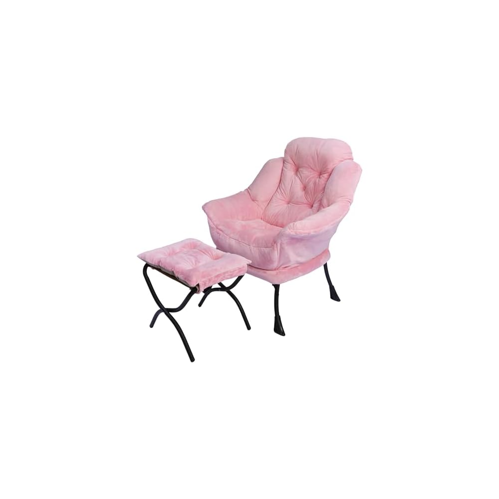 Kokel Lazy Chair with Folding Ottoman,Living Room Chairs, Accent Contemporary Lounge Chair, Single Steel Frame Leisure Sofa Chair with Armrests and A Side Pocket (TM31RED)