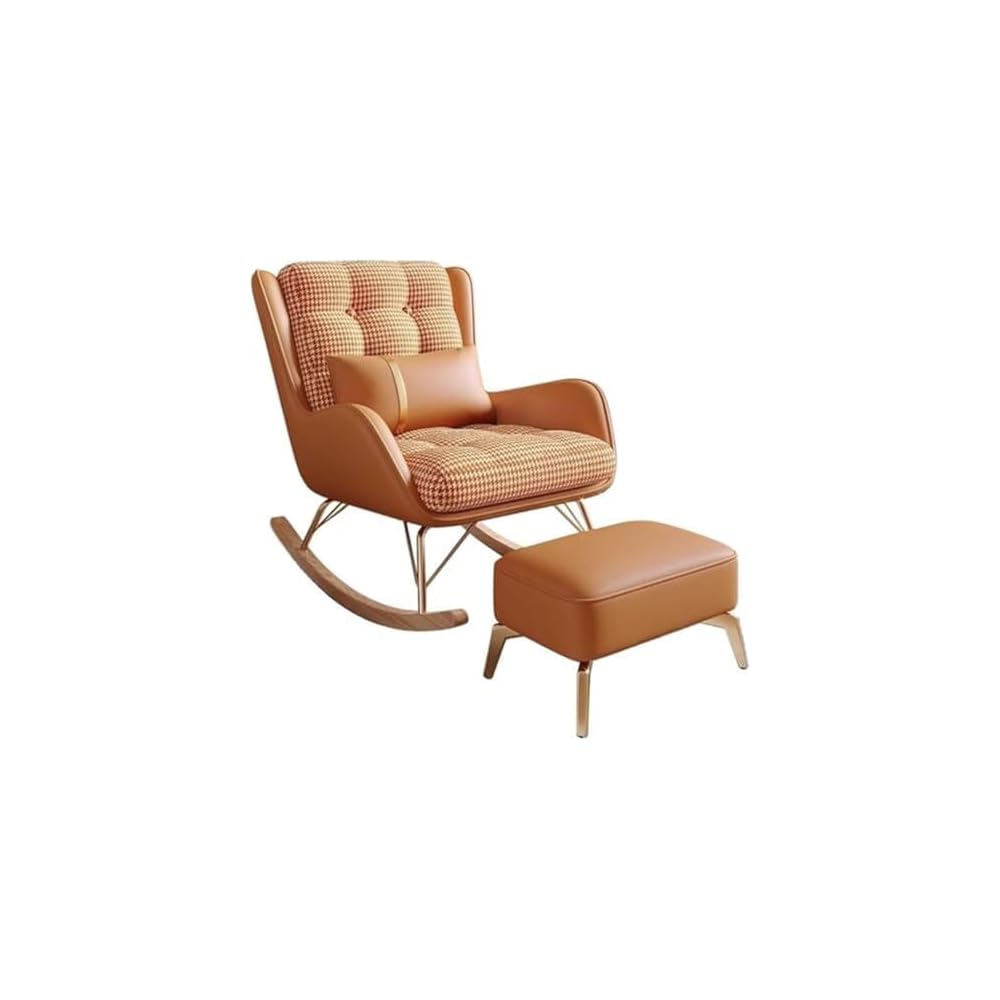 Living Room Rocking Chair,Modern Soft Sleeper Armchair,Rocking Chair with Foot Stool,Bedroom Living Room Reading Chair(Beige)
