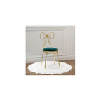 Vanity Chair for Makeup Room, Mid-Century Modern Velvet Makeup Chair with Butterfly Backrest Metal Legs for Bedroom Living Room, Green