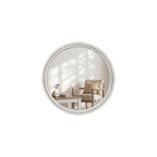Solid Wood 30 Inch Round Beaded Vanity Wall Mirror, Natural Wood