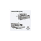 56" Convertible Loveseat Sofa Bed, Memory Foam Couch Corduroy Fabric Grey