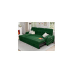 86" Sleeper Sofa Bed, Pull Out Couch Bed with Reversible Storage Chaise, Sectional Couches for Living Room with Side Pocket | Charging Station | Removable Backrest | Prime Linen, Green