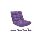 HOMGX Floor Chair with Back Support, 14-Poistion Adjustable Gaming Lazy Sofa Cushioned Chair w/Soft Coral Fleece & Memory Foam Padding, Folding Cushioned Meditation Chair for Reading (Violet)
