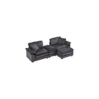 84.6'' Modular Sectional Sofa for Living Room, Comfy Corduroy Double Layer Upholstered Loveseat Sofa, Sleeper Sofa Cloud Couch with Moveable Ottoman, 2 Pillows and Detachable Armrest, Grey