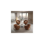 Chenille Barrel Accent Chair – Heavy Duty 360° Swivel, Oversized, Upholstered Round Design, Modern Stylish Furniture for Bedroom Living Room Lounge & Office (Brown, Set of 1)