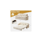 82.7’’ King Size Beige Pull Out Sofa Bed, 3 in 1 Convertible Sleeper Sofa Bed with Futon Sofa, Chenille Loveseat Couch Bed with USB and Storage Pockets for Living Room,Bedroom