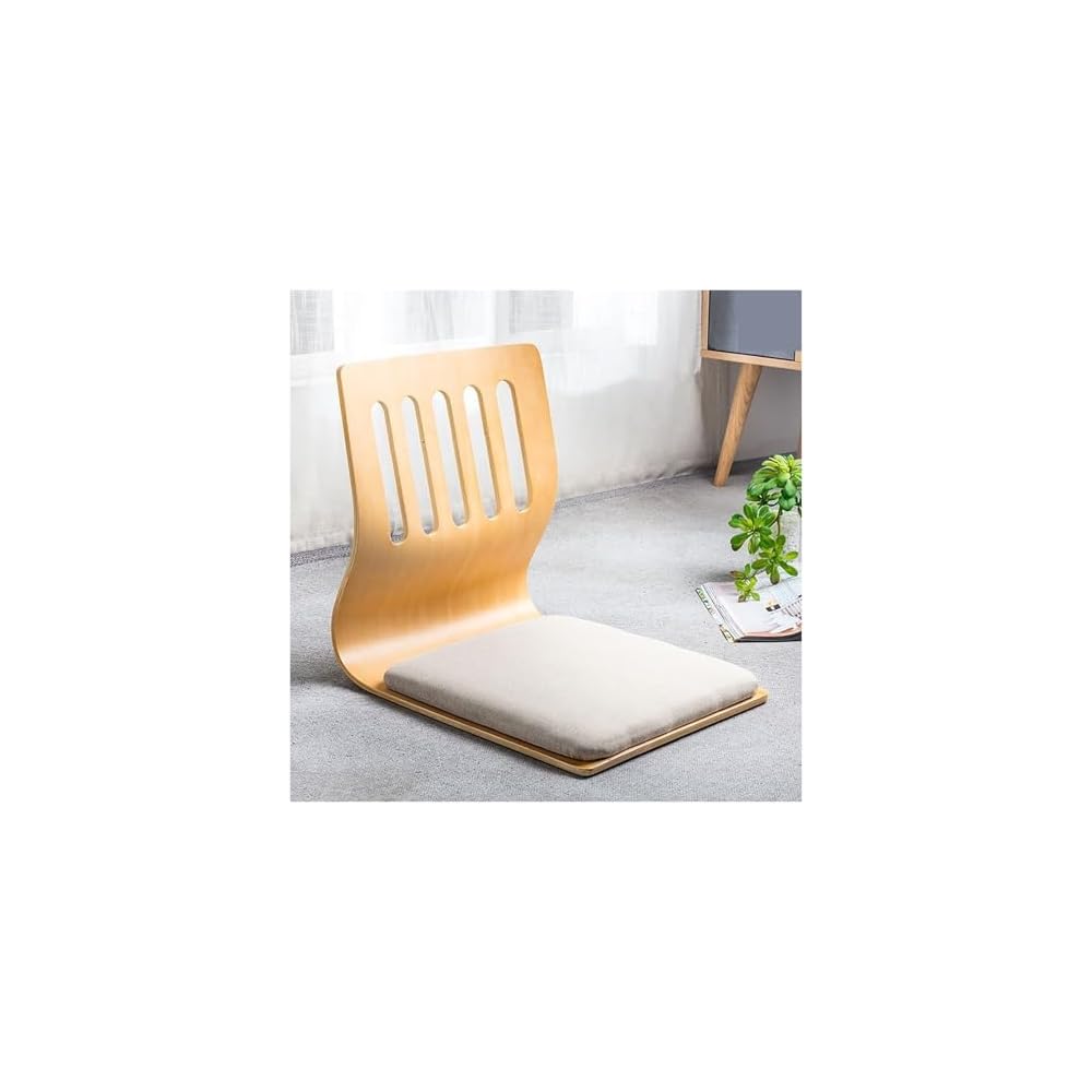 Ergonomic Legless Wooden Floor Chairs with Back Support, Comfortable Cotton Linen Cushions for Optimal Posture, Perfect for Living Room, Yoga, and Meditation