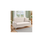 57'' Loveseat Sofa with Storage, Small Love Seats Couches for Bedroom, Living Room, Office, Dorm, 2 Seater Couch with Metal Support Legs and Side Pocket, Tool-Free Assembly (Beige)