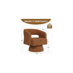 Chenille Barrel Accent Chair – Heavy Duty 360° Swivel, Oversized, Upholstered Round Design, Modern Stylish Furniture for Bedroom Living Room Lounge & Office (Brown, Set of 1)
