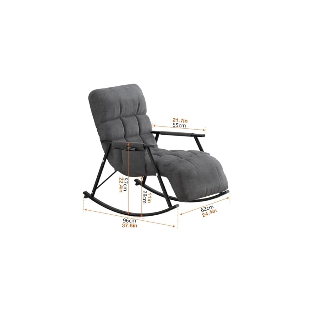 Modern Rocking Chair - Comfortable Reclining Armchair for Living Room, Bedroom & Lounge - Cozy Soft Sleeper Chair for Relaxation & Reading (Orange)