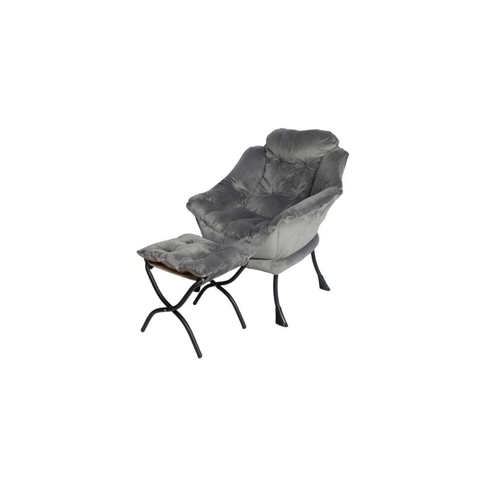 Kokel Lazy Chair with Folding Ottoman,Living Room Chairs, Accent Contemporary Lounge Chair, Single Steel Frame Leisure Sofa Chair with Armrests and A Side Pocket (TM31RED)