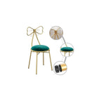 Vanity Chair for Makeup Room, Mid-Century Modern Velvet Makeup Chair with Butterfly Backrest Metal Legs for Bedroom Living Room, Green