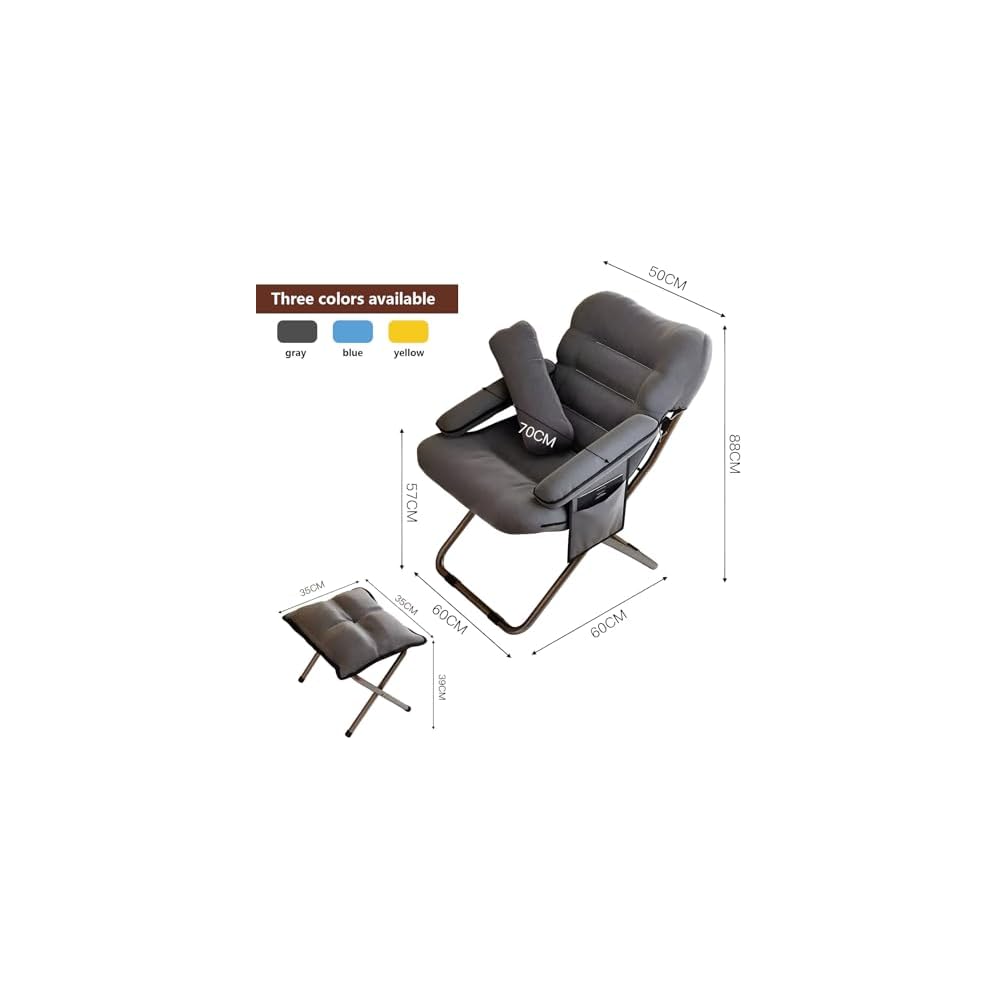 AIZYR Lazy Chair with Ottoman, Folding Lounge Reclining Sofa Chair Sofa Chair Set Reading Chair for Bedroom, Living Room, Dorm Room, Office,Blue
